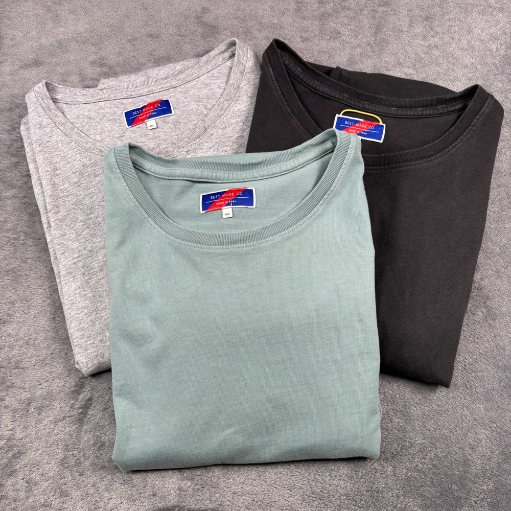Best Made Co Shirt Mens 2XL Gray Green (LOT OF 3) Short Sleeve Cotton Crewneck